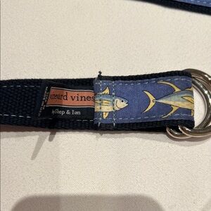 Vineyard Vines Navy Fish Pattern Belt
